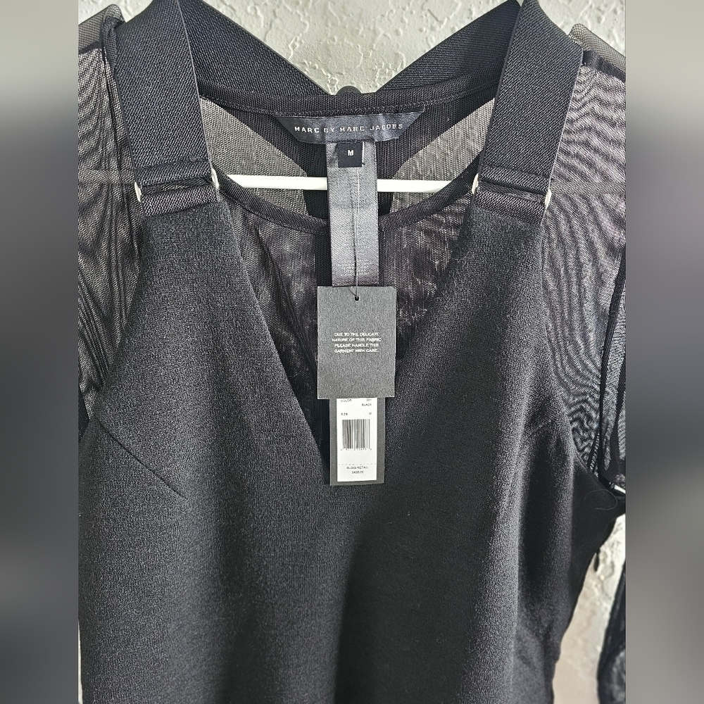 Marc by Marc Jacobs Jayden Sheer-Underlay Suspender-Strap Dress Black Me… - Picture 15 of 16